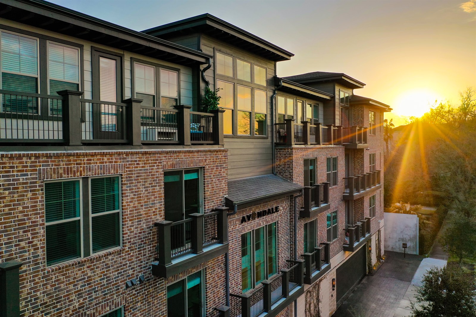 Avondale Highline apartment community at sunset